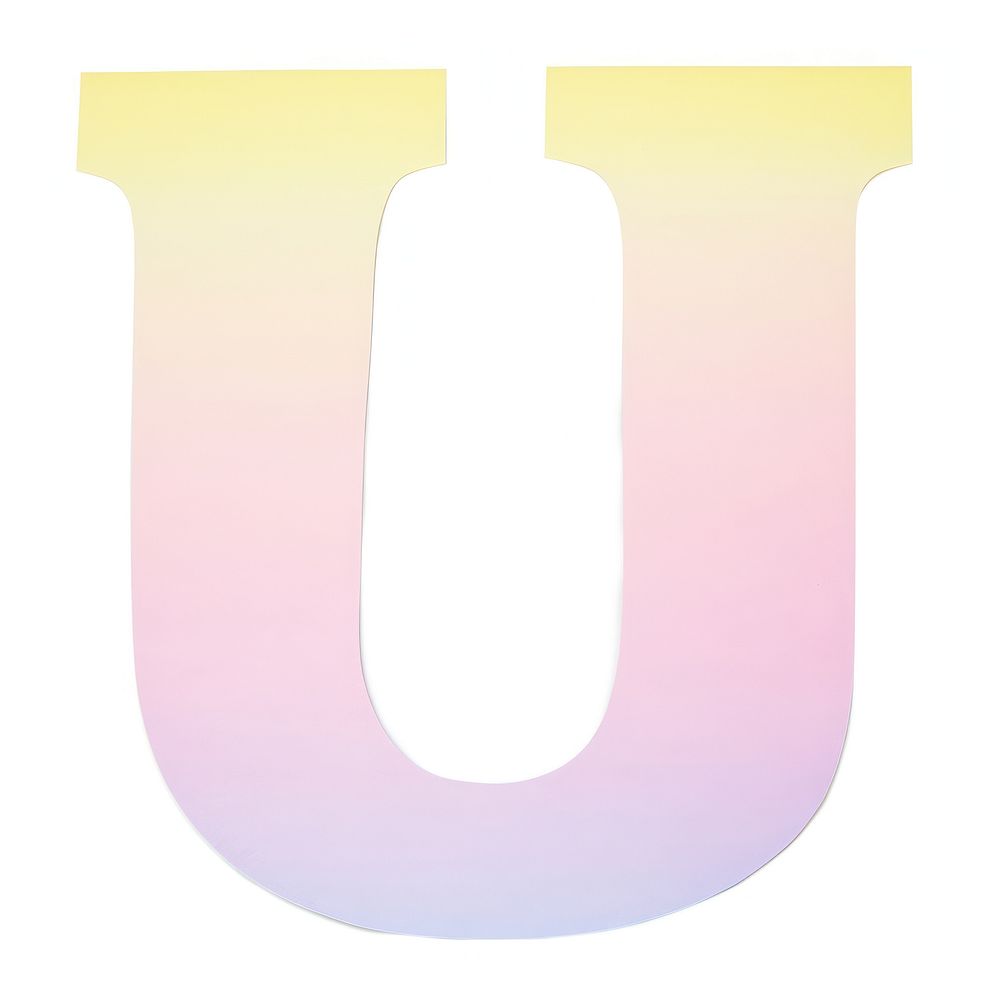 Letter U cut paper text number white background.