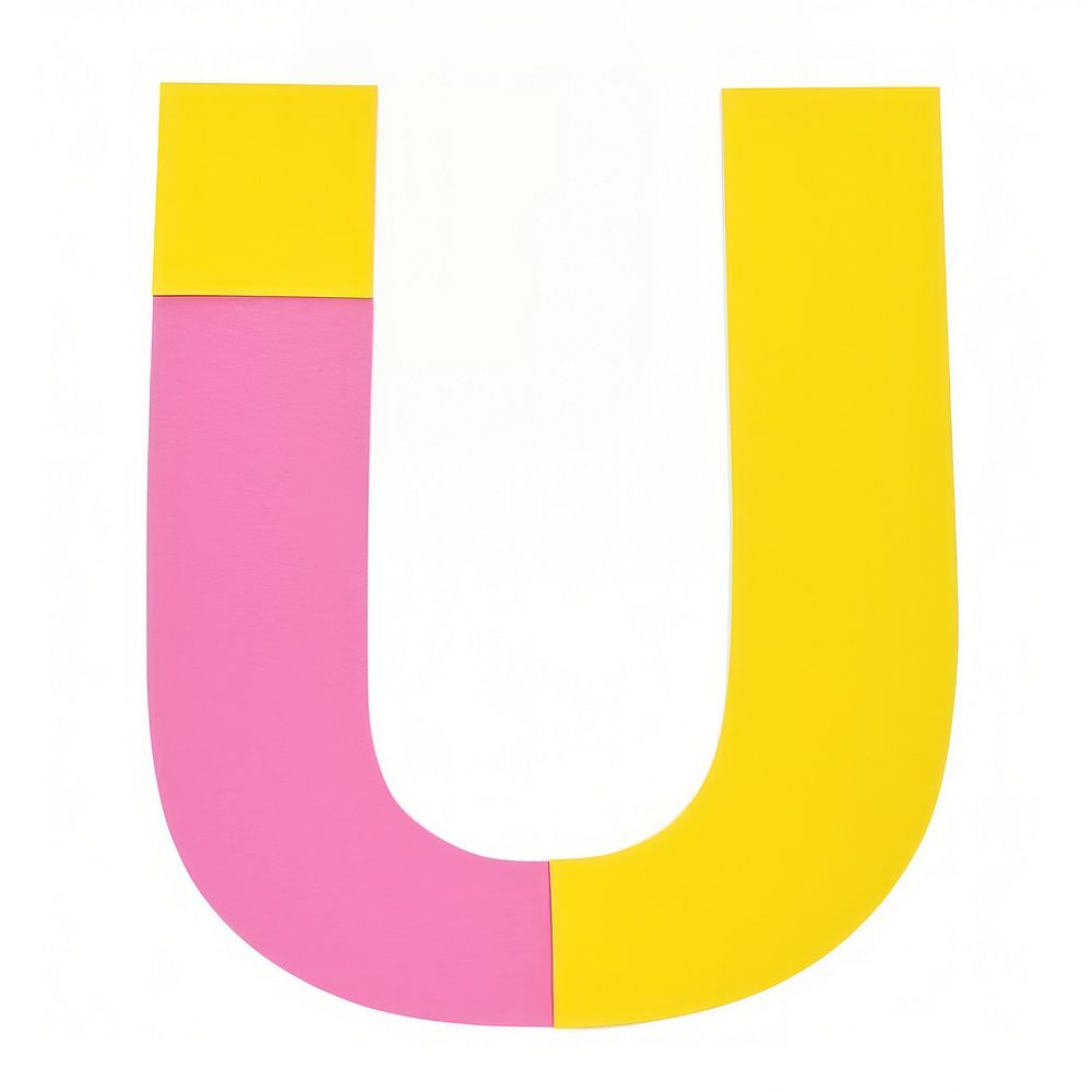 Letter U cut paper number text white background.