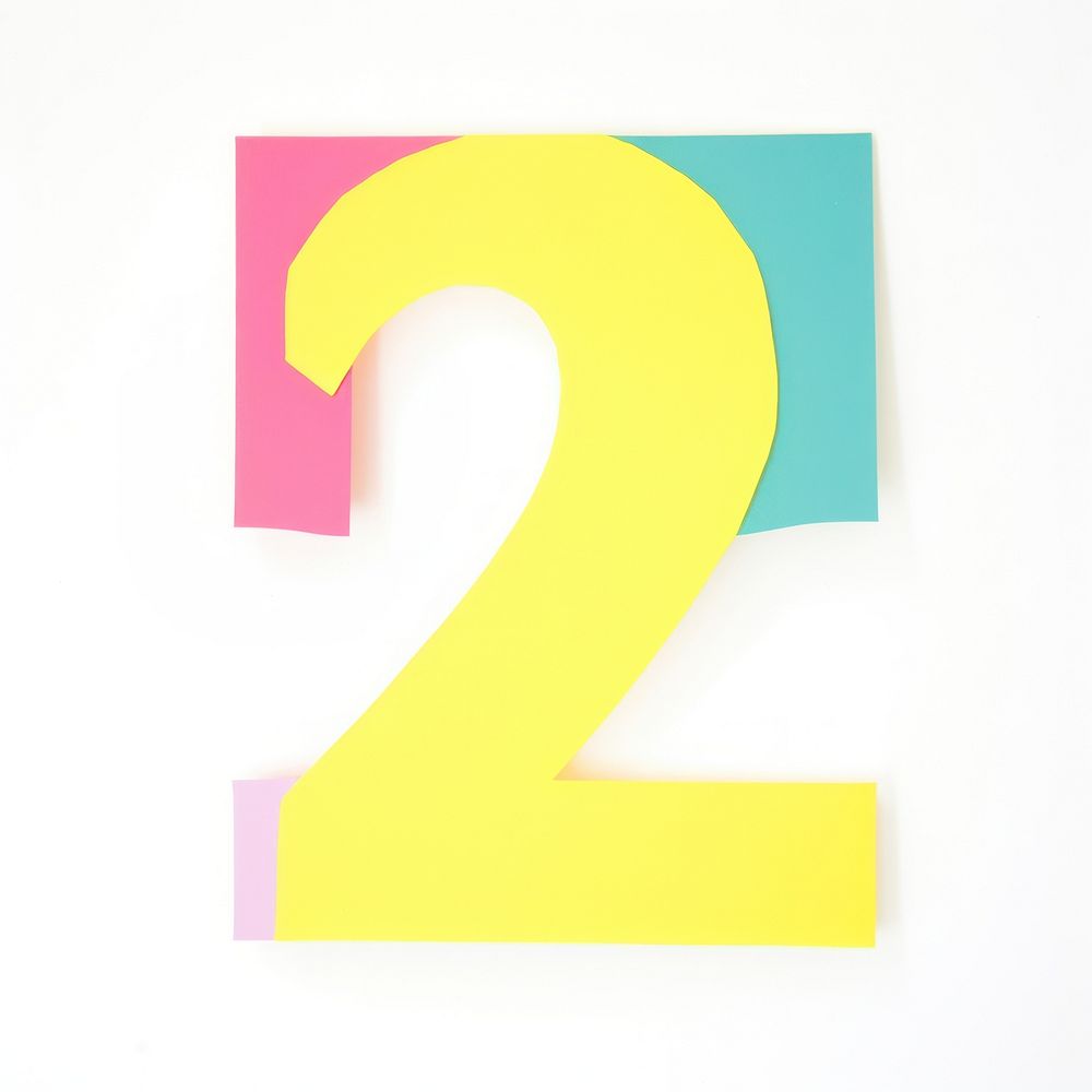 Number letter 2 cut paper text symbol white background.