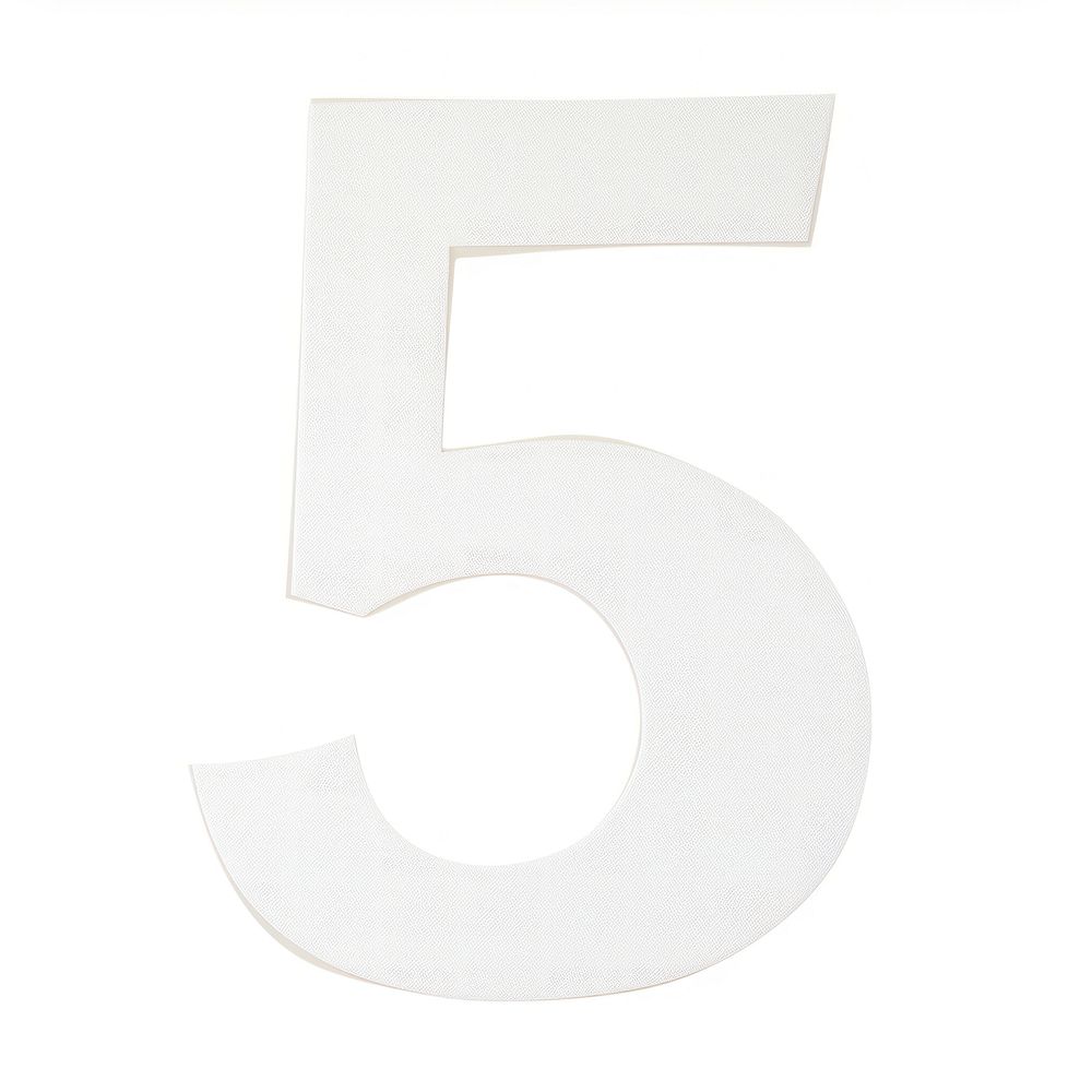 Number letter 5 cut paper text white white background.