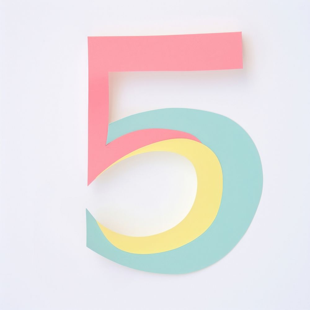 Number letter 5 cut paper text white background creativity.