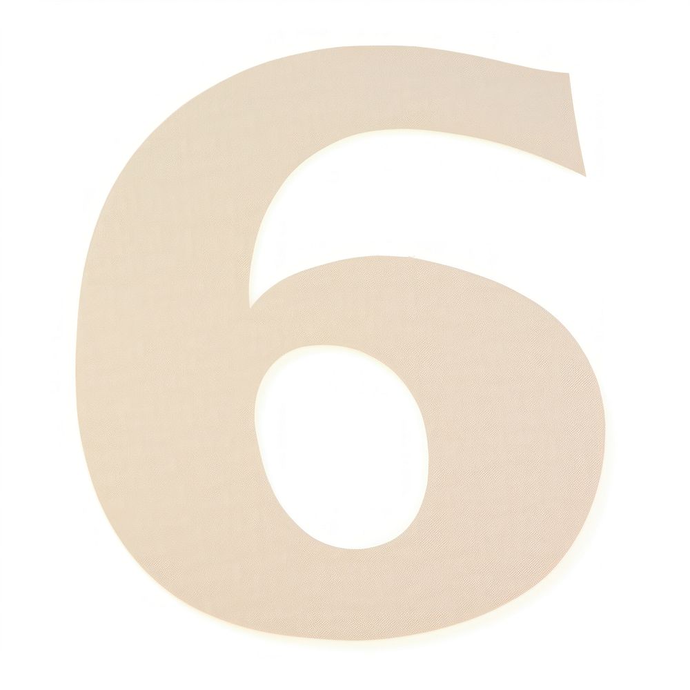 Number letter 6 cut paper white text white background.