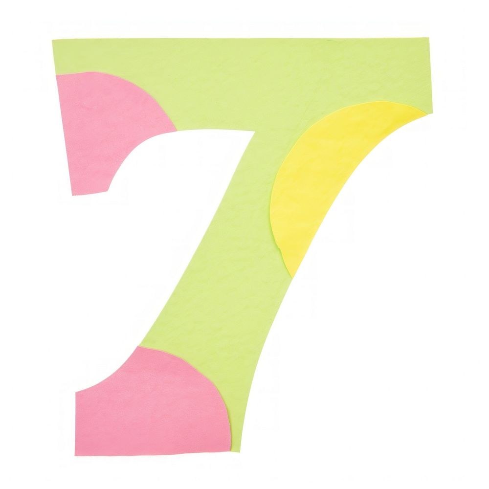 Number letter 7 cut paper symbol text white background.