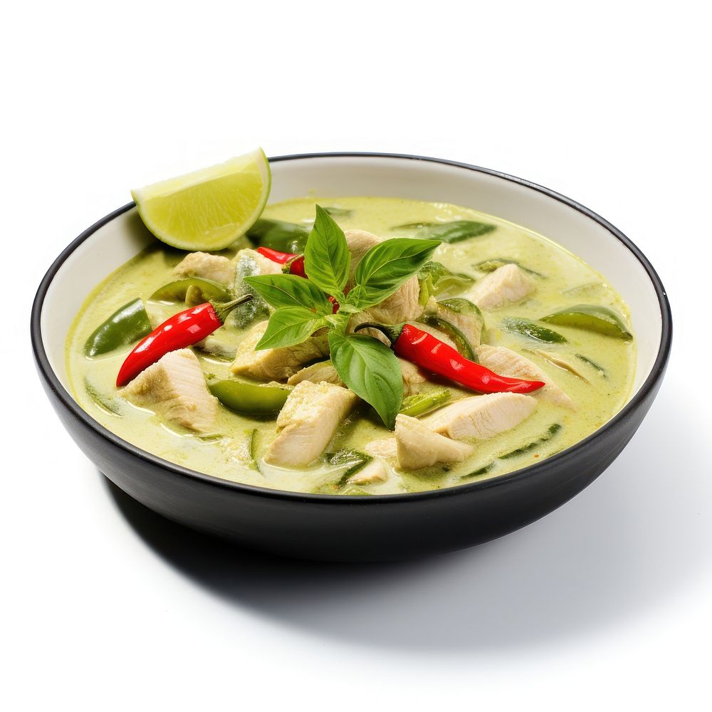 Thai green curry plate food soup.
