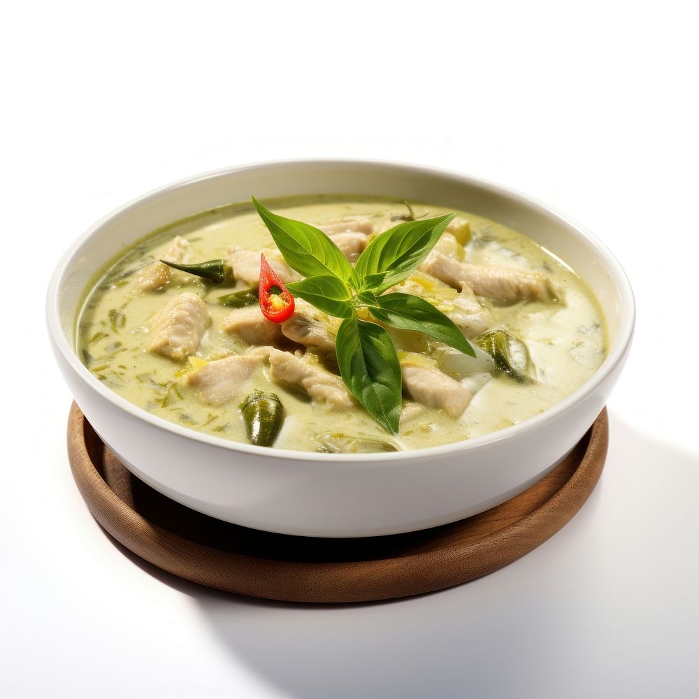 Thai green curry soup food meal.