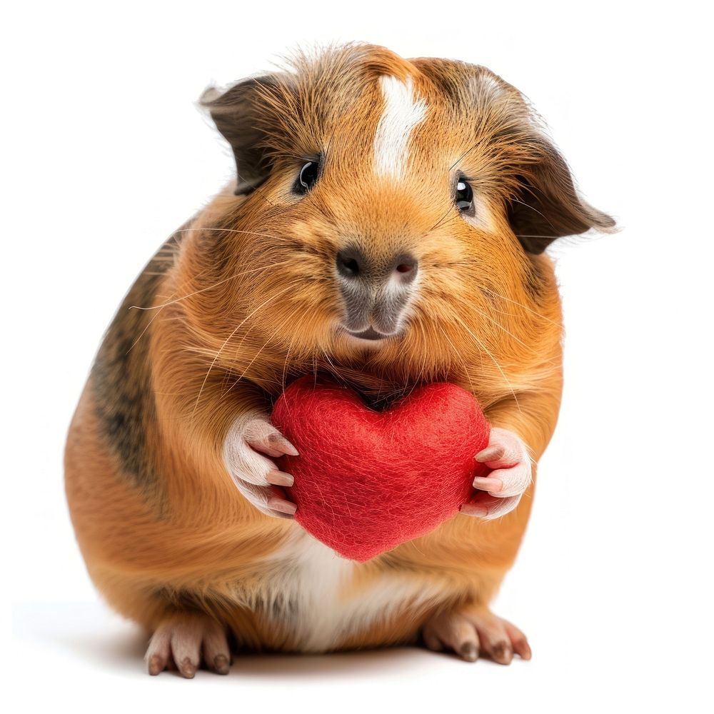Guinea Pig holding heart pillow animal pet hamster.
