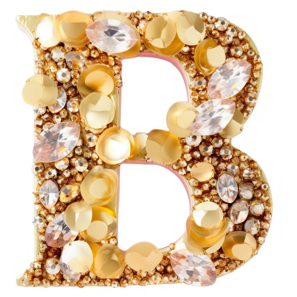 Glitter letter B jewelry diamond white background.