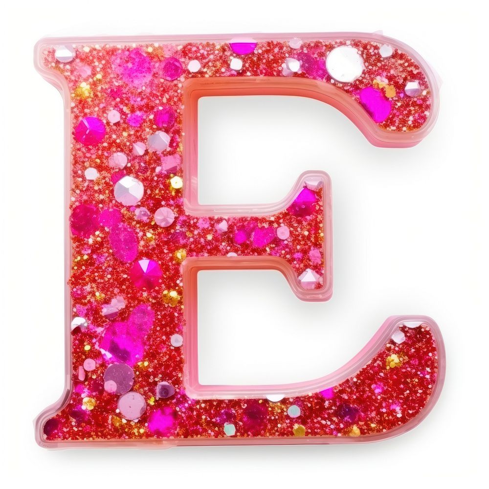 Glitter letter E alphabet number shape.