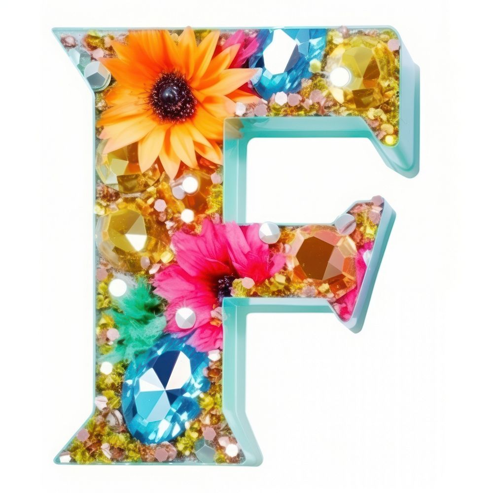 Glitter letter F number shape text.