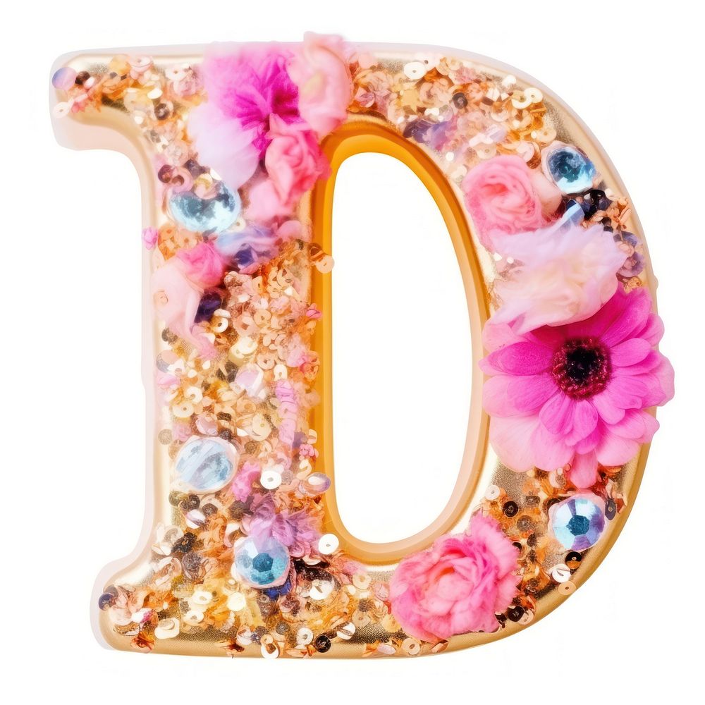 Glitter letter D jewelry number text.