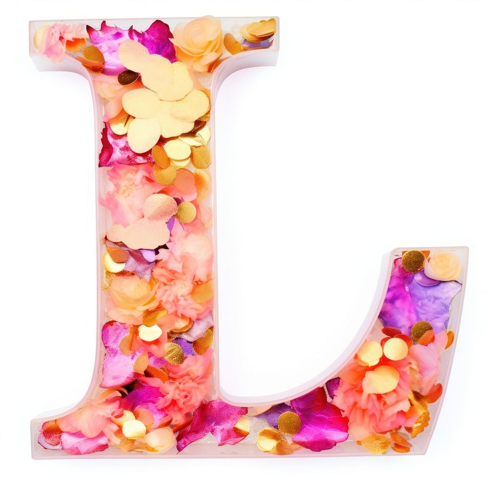 Glitter letter L alphabet number petal.