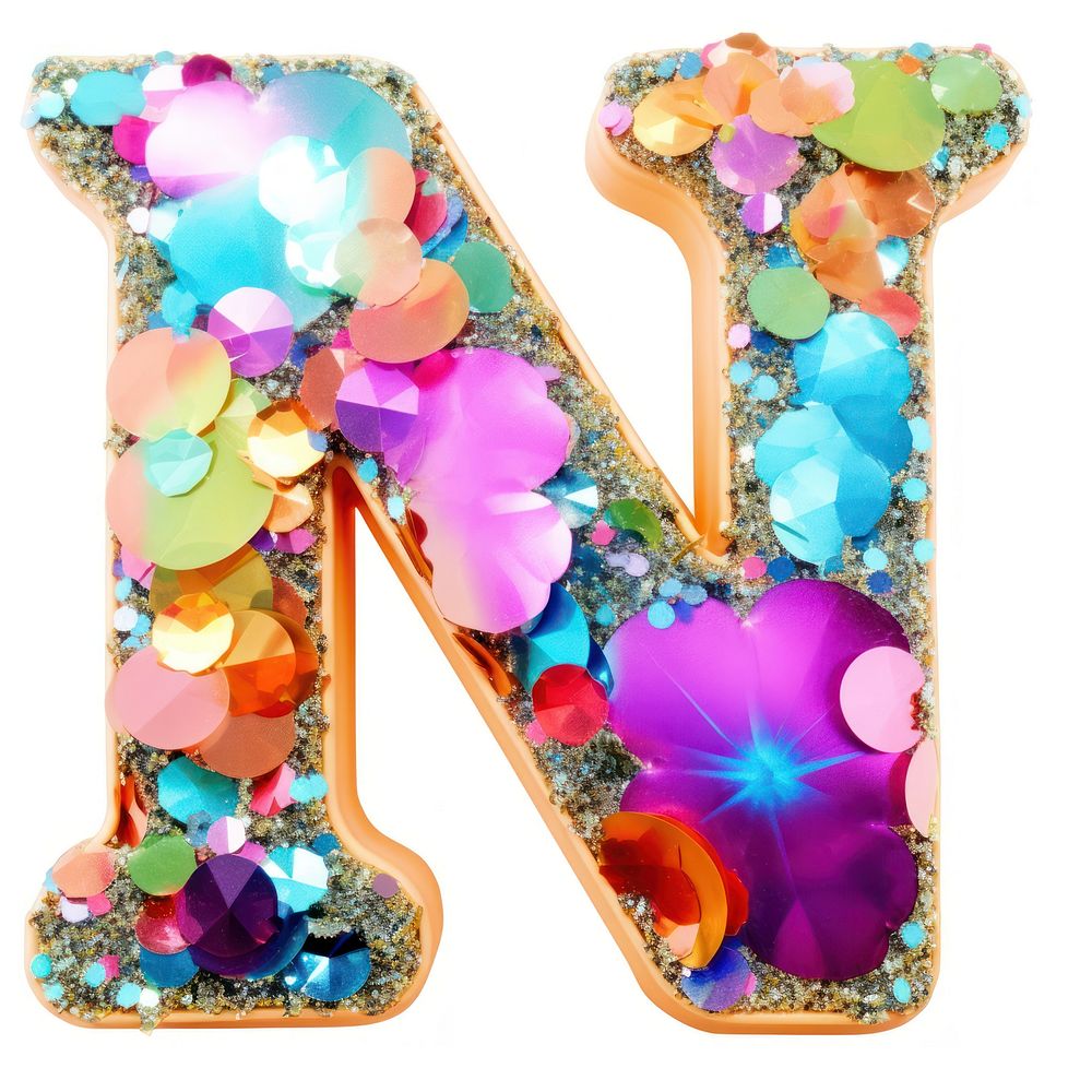 Glitter letter N alphabet number shape.