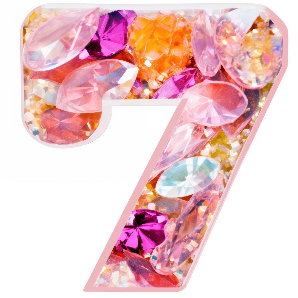 Glitter letter number 7 white background celebration accessories.