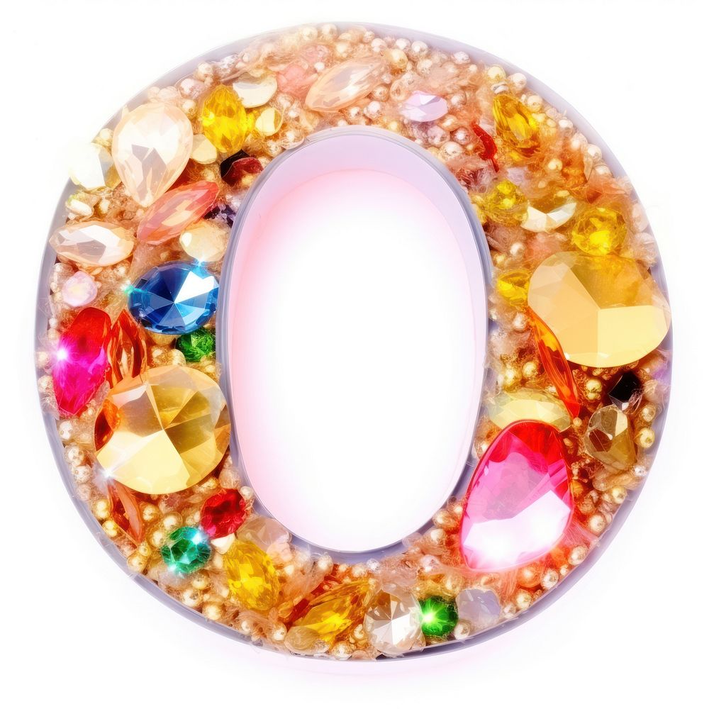 Glitter letter o gemstone jewelry shape.