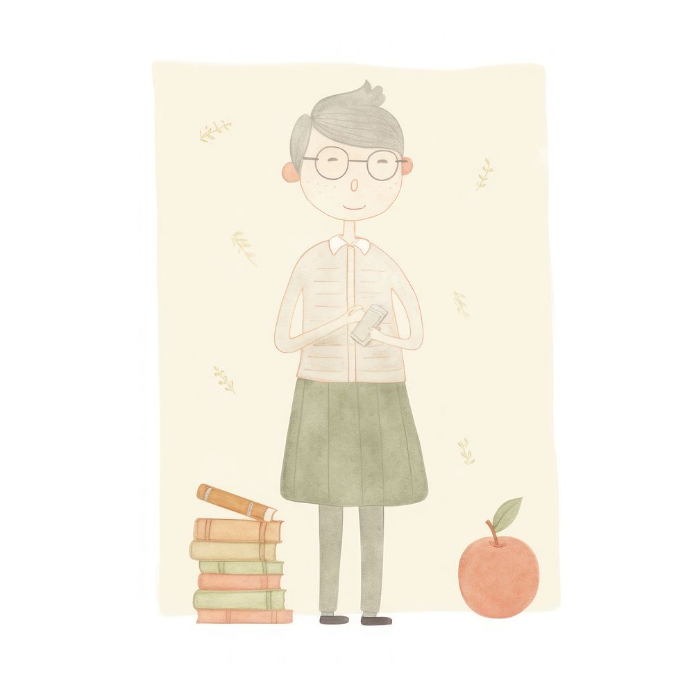Teacher character drawing sketch illustrated.