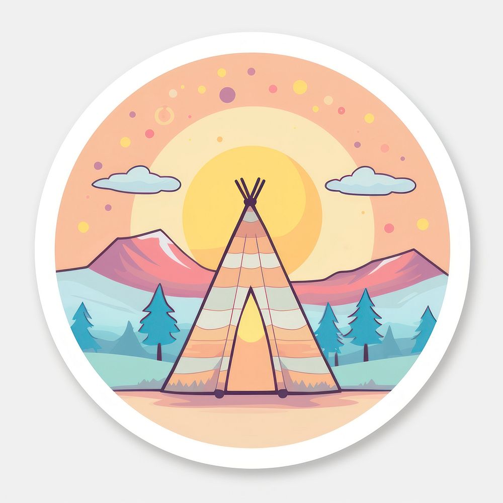 Teepee sticker outdoors transportation tranquility.