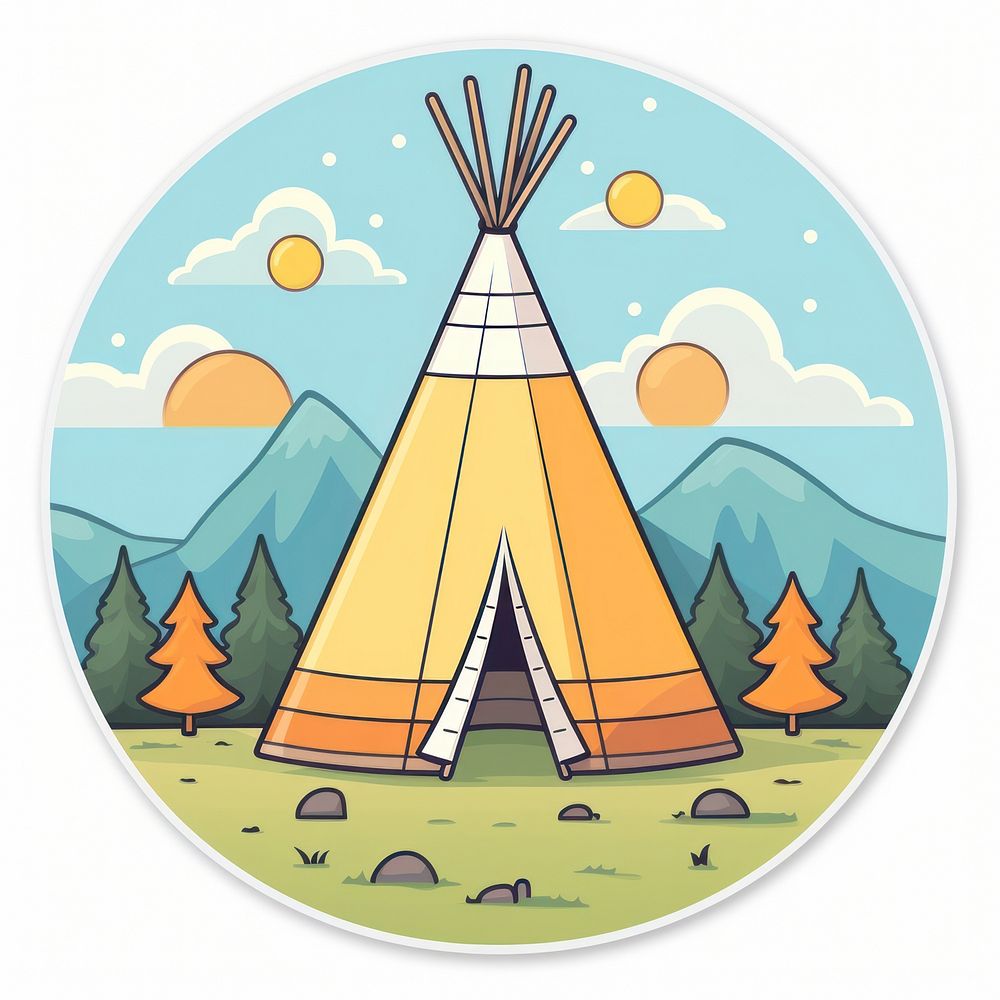 Teepee sticker outdoors camping tranquility.