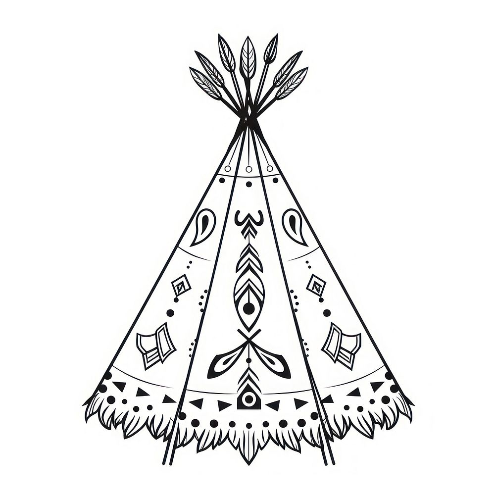 Teepee drawing sketch celebration.