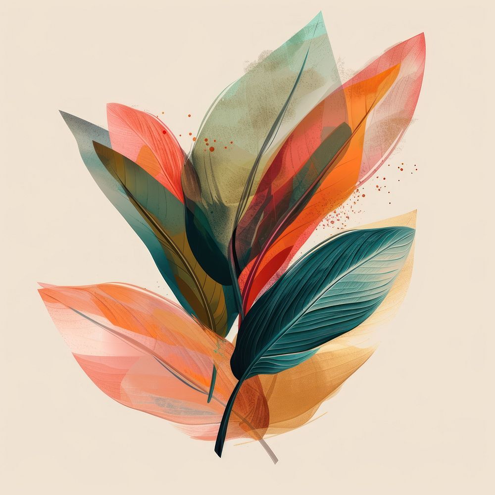 Tropical leave painting pattern drawing.