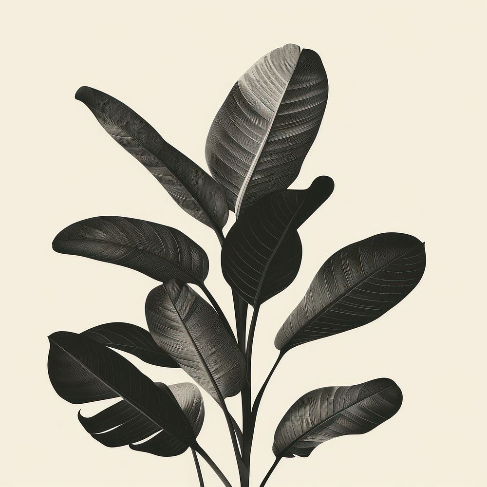 Tropical leave plant leaf monochrome.