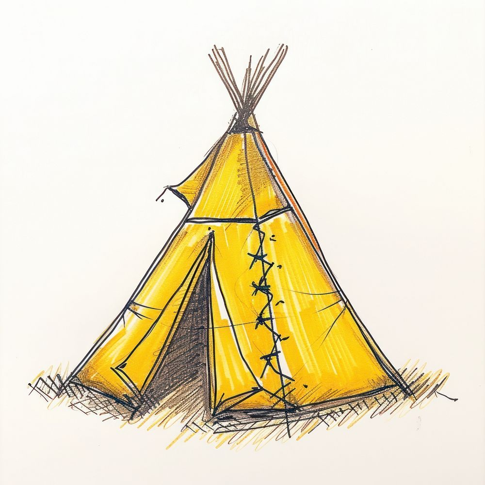 Teepee sketch outdoors drawing. | Free Photo Illustration - rawpixel