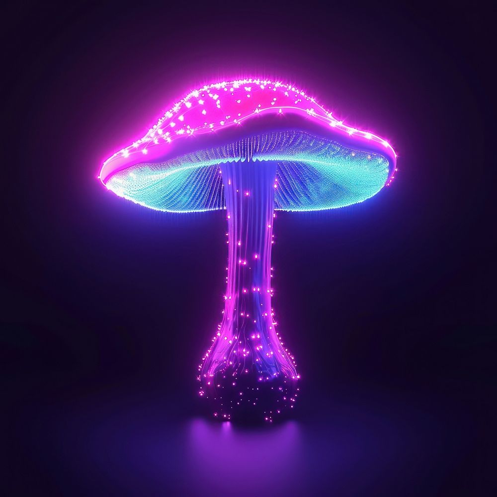 Neon mushroom purple nature night.
