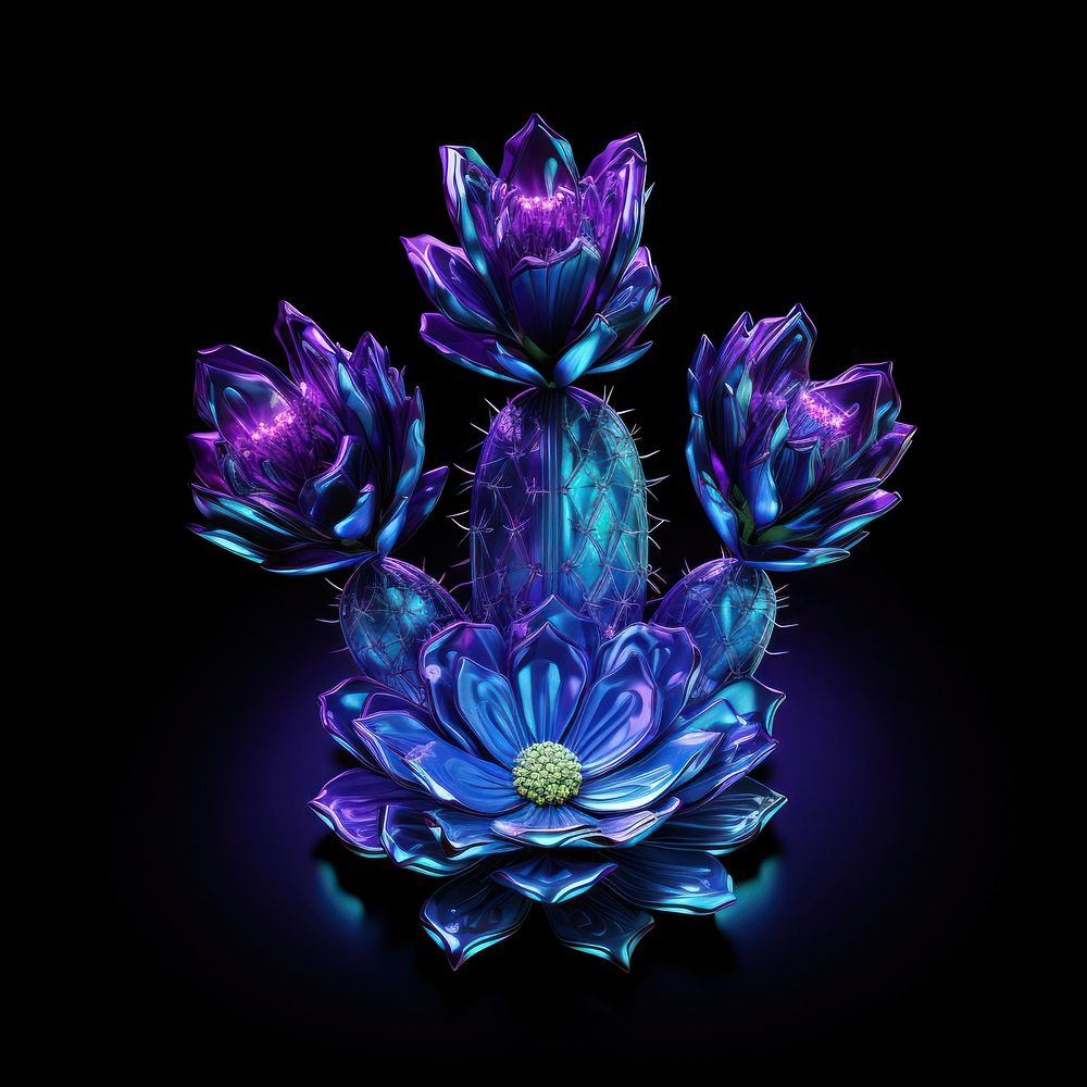 Neon Cactus crystal flower purple.