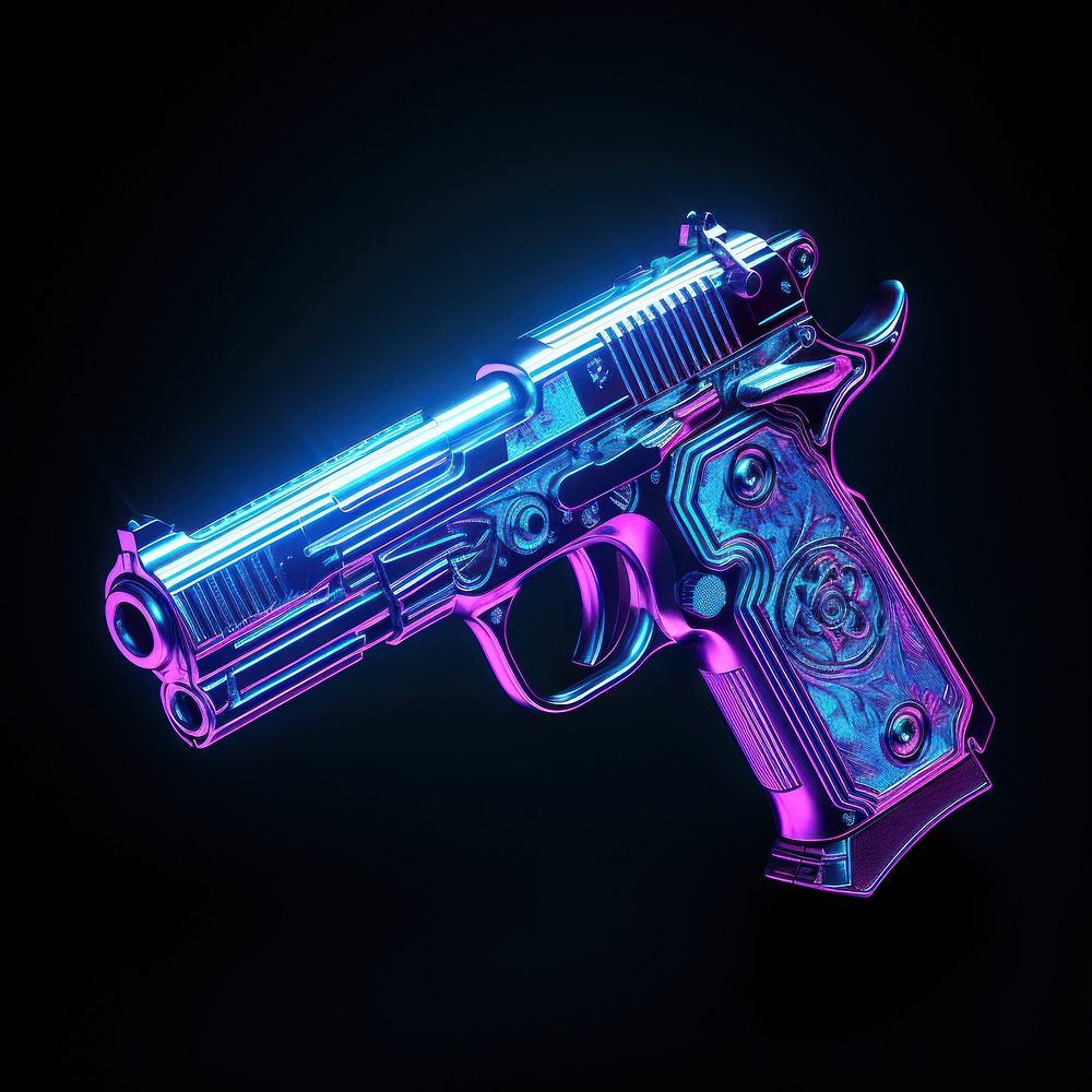 Neon gun handgun weapon black | Premium Photo Illustration - rawpixel