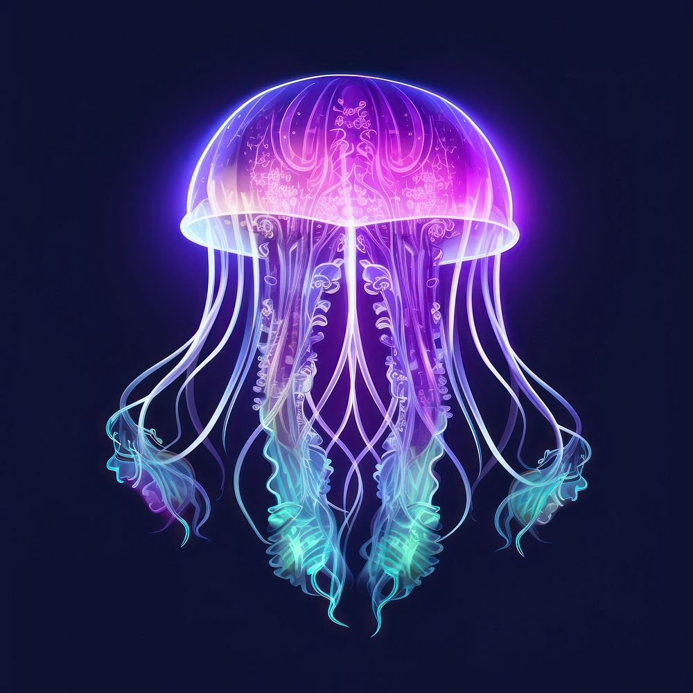 Neon jellyfish animal invertebrate translucent.