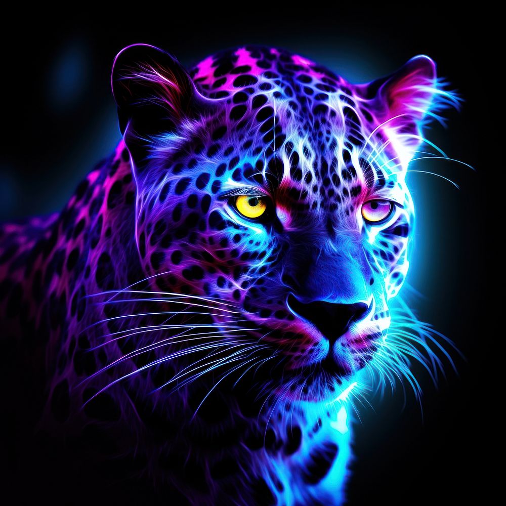 Neon leopard wildlife animal mammal.