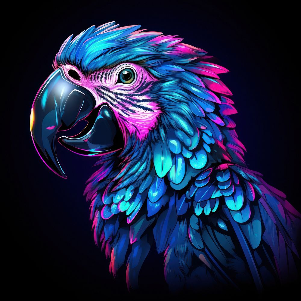 Neon parrot animal bird beak. | Premium Photo Illustration - rawpixel