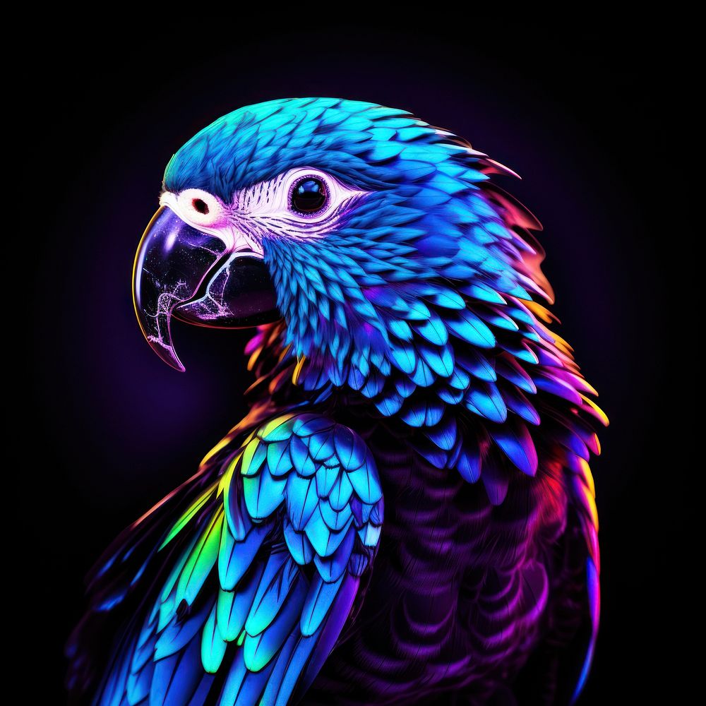 Neon parrot animal bird beak.