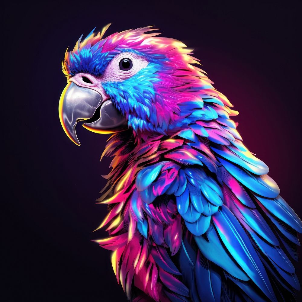 Neon parrot animal bird creativity.