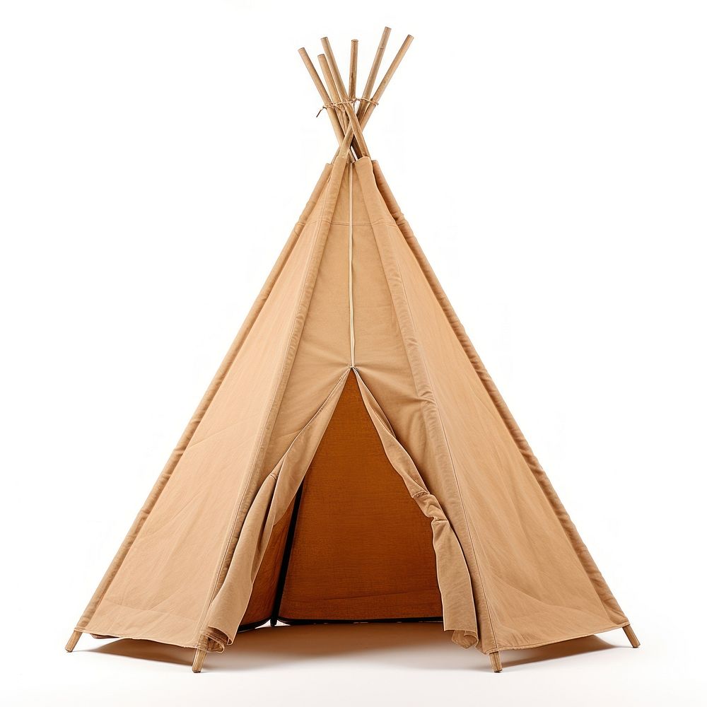 Teepee camping tent white background.