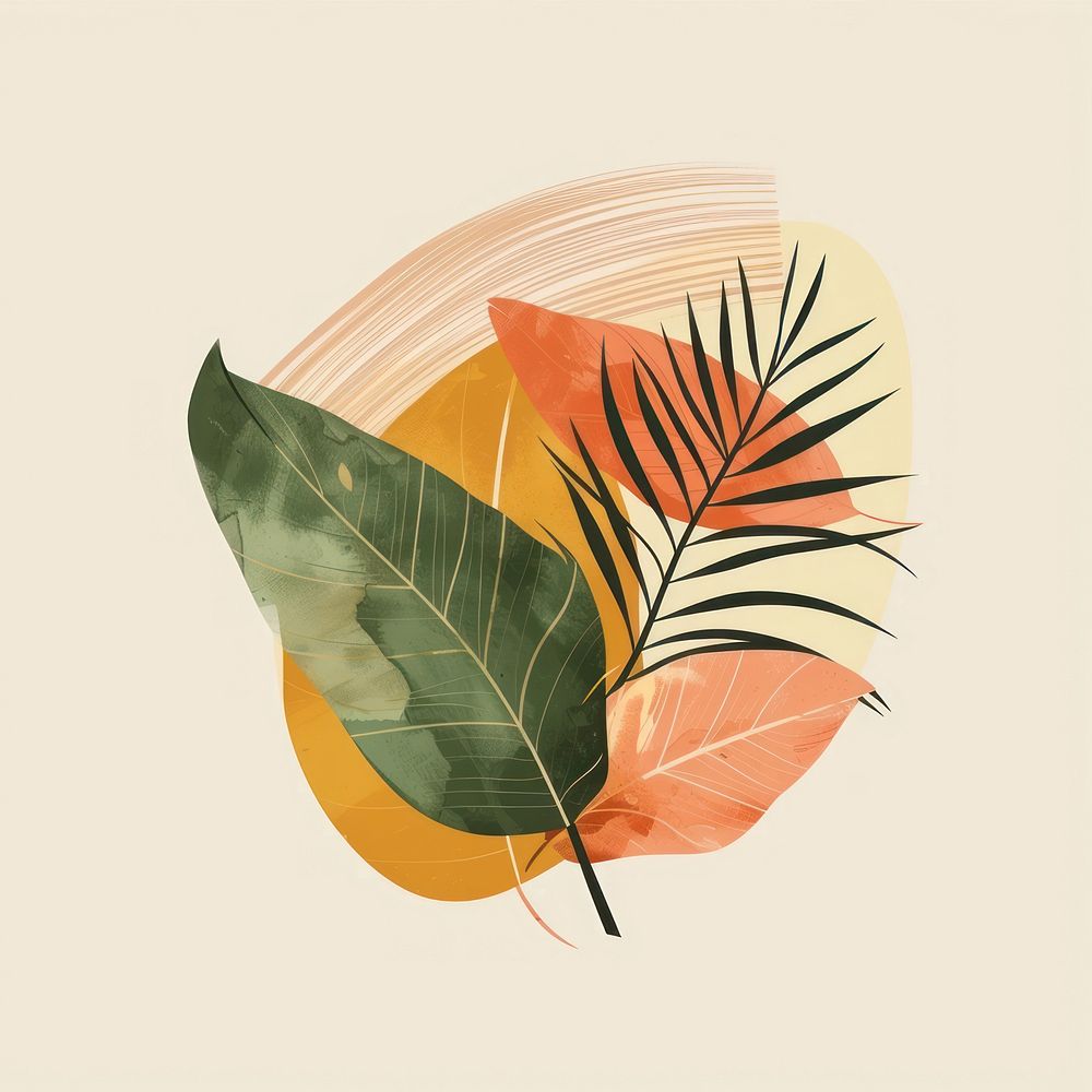 Tropical leave drawing graphics pattern.