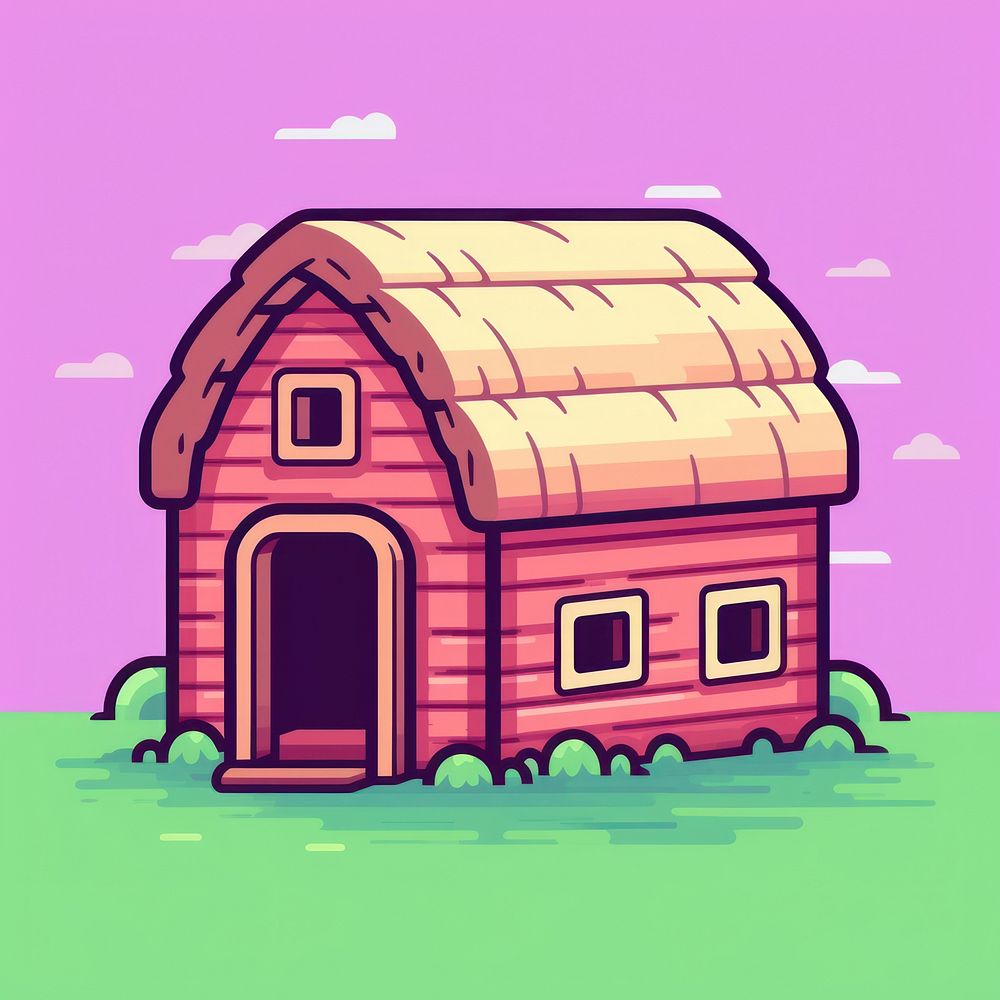 Barn pixel architecture building hut.
