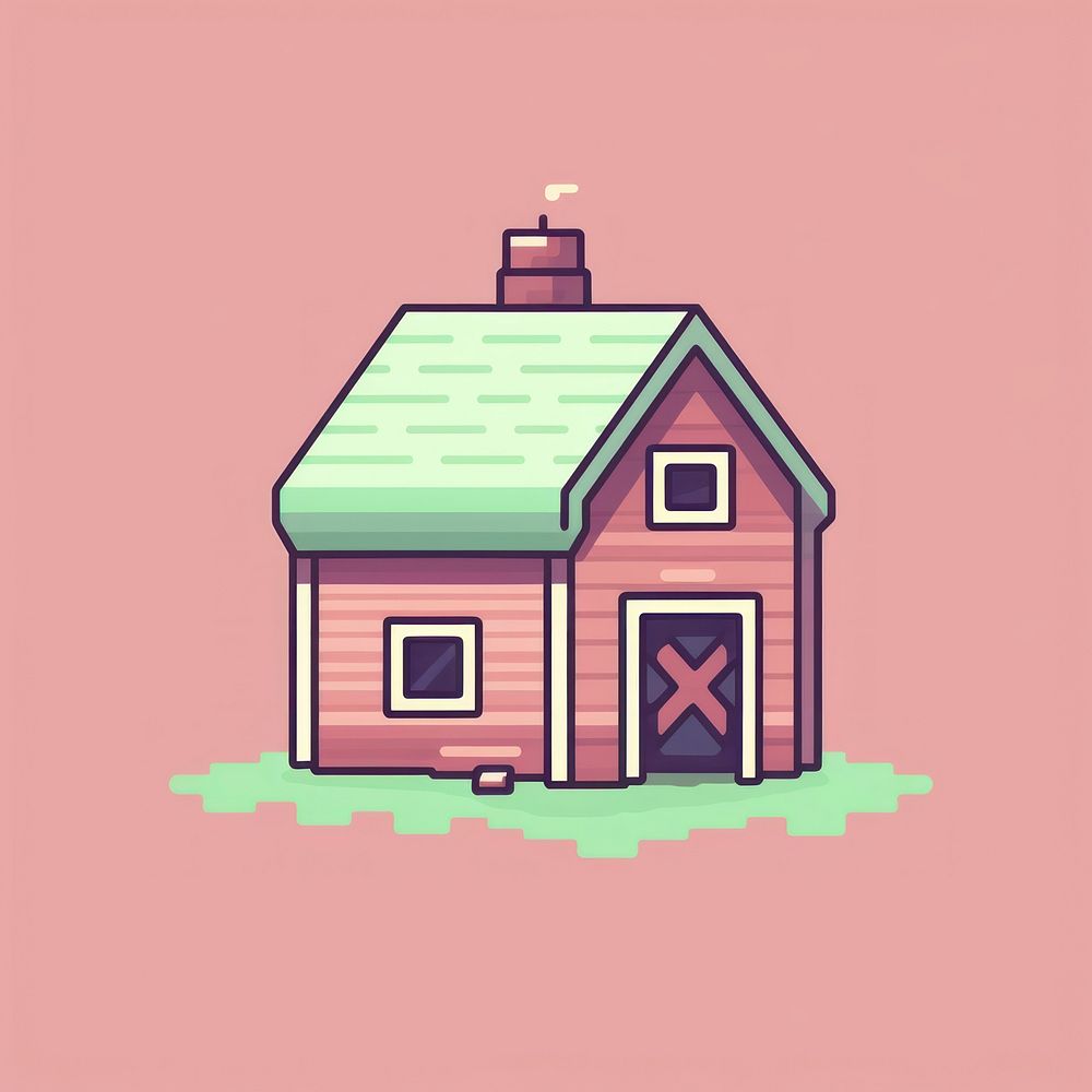 Barn pixel architecture building house.