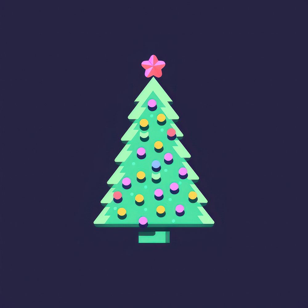 Christmas tree pixel shape illuminated celebration.