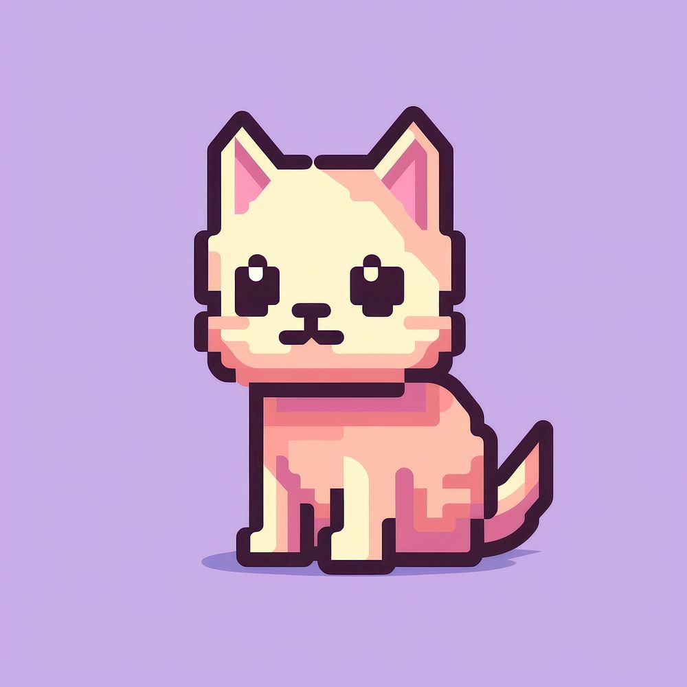 Happy cat pixel mammal animal cute.