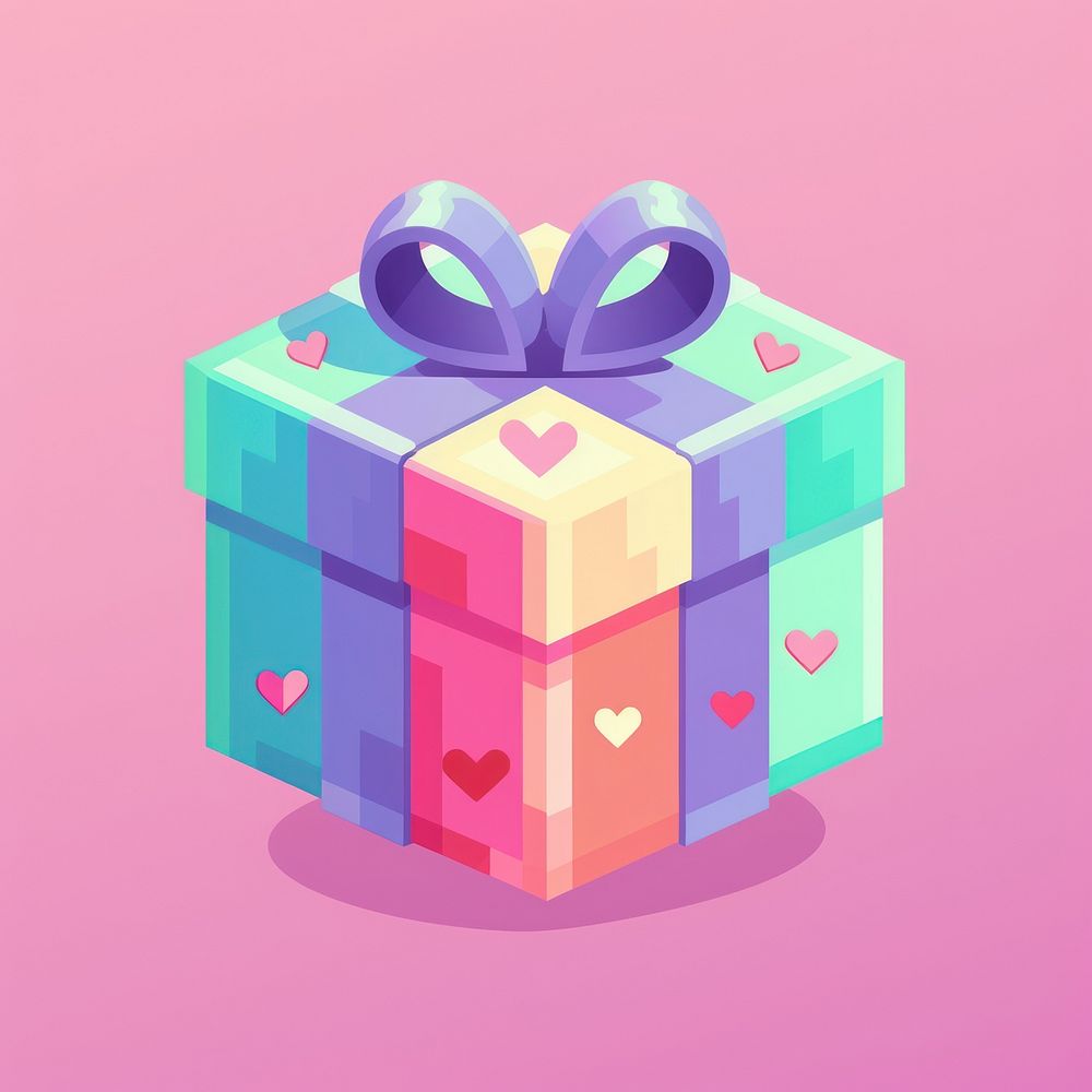 Heart box pixel gift celebration anniversary.