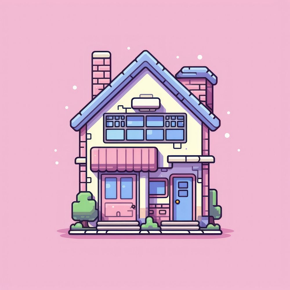 House pixel architecture building drawing.