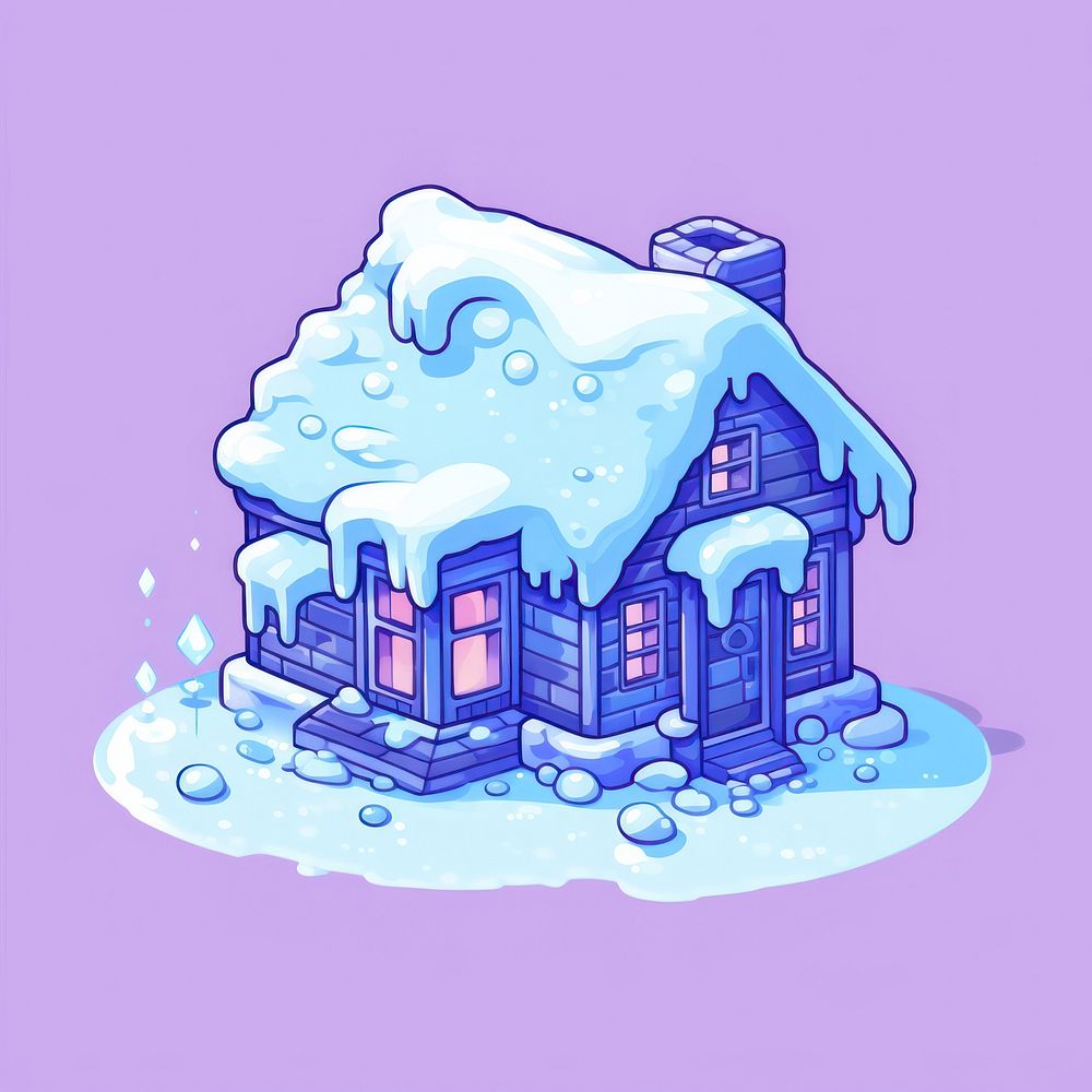 Ice house pixel architecture building purple.