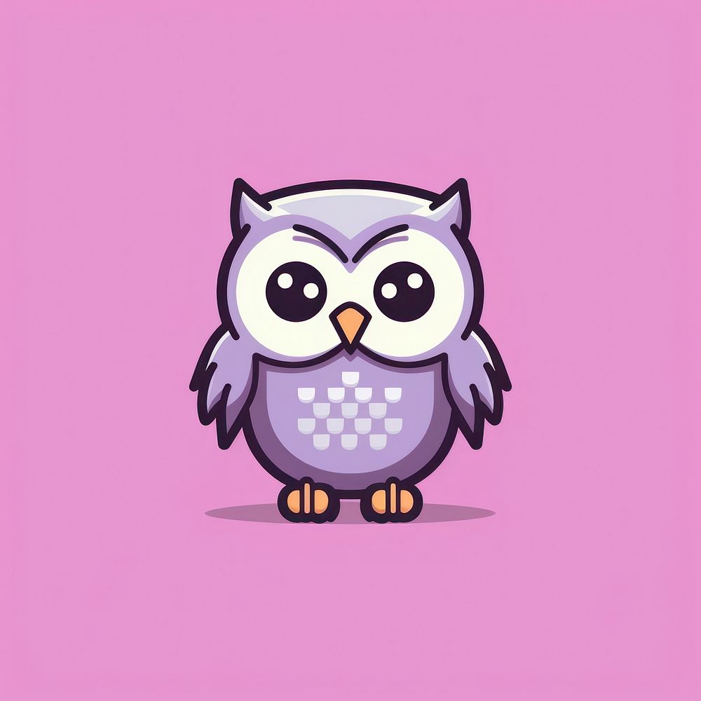 Owl pixel animal purple art.