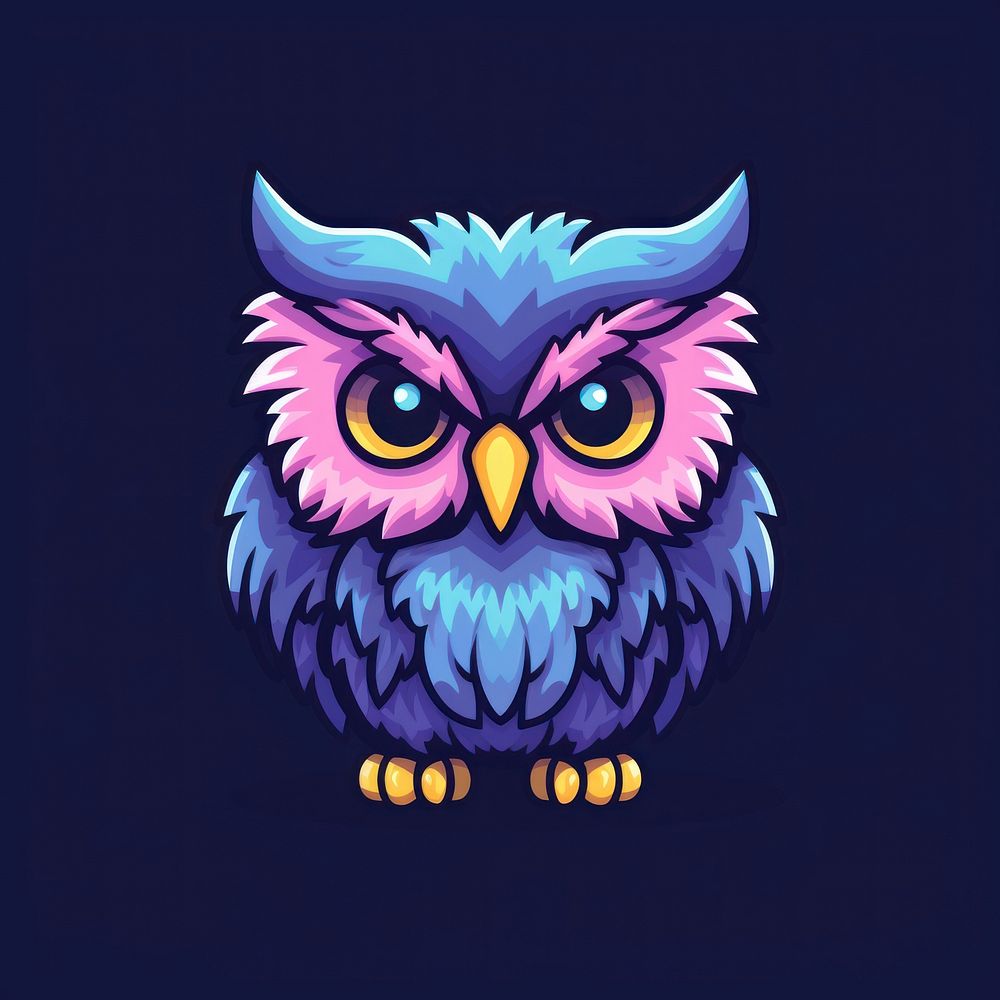 Owl pixel graphics animal purple.