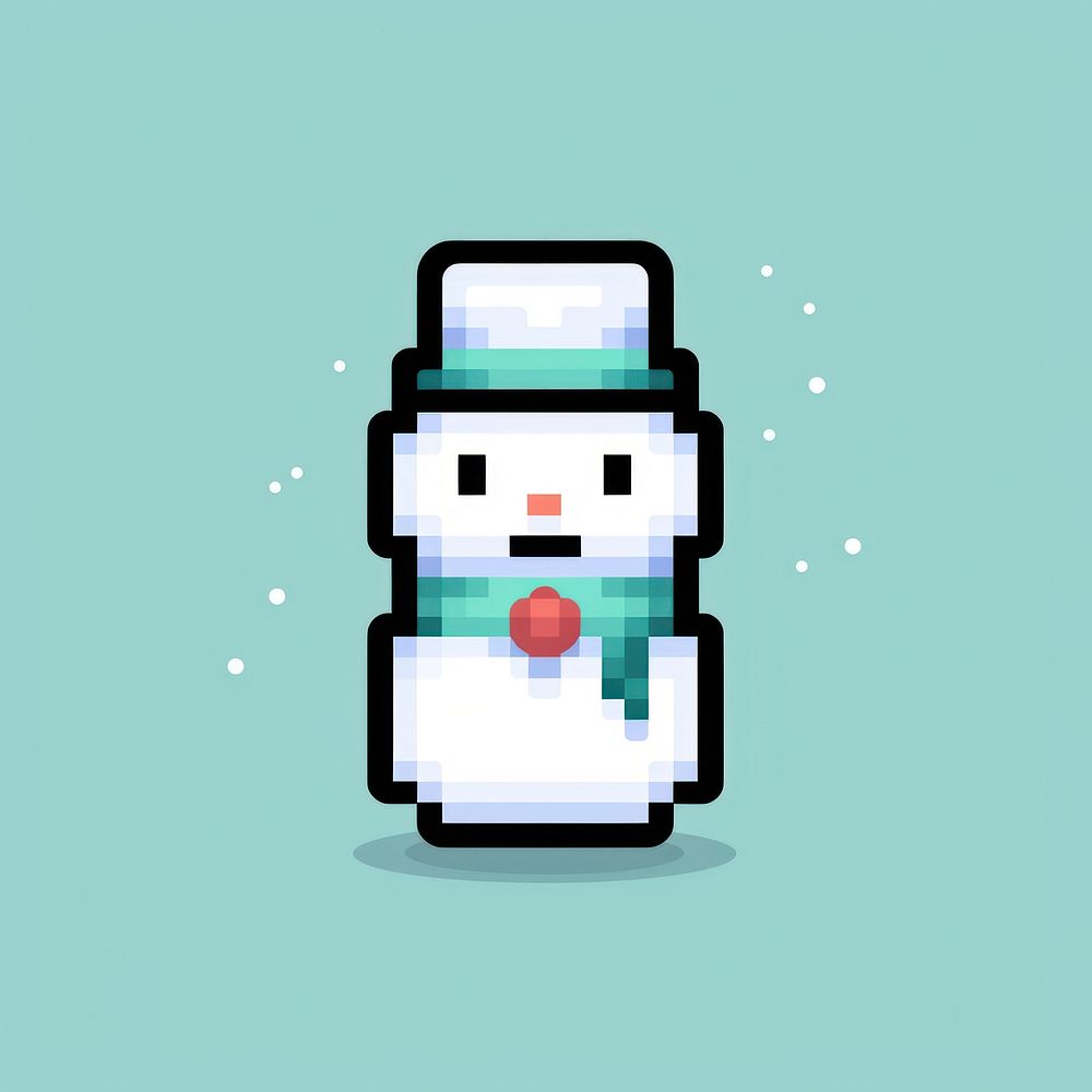 Snowman pixel winter creativity outdoors.