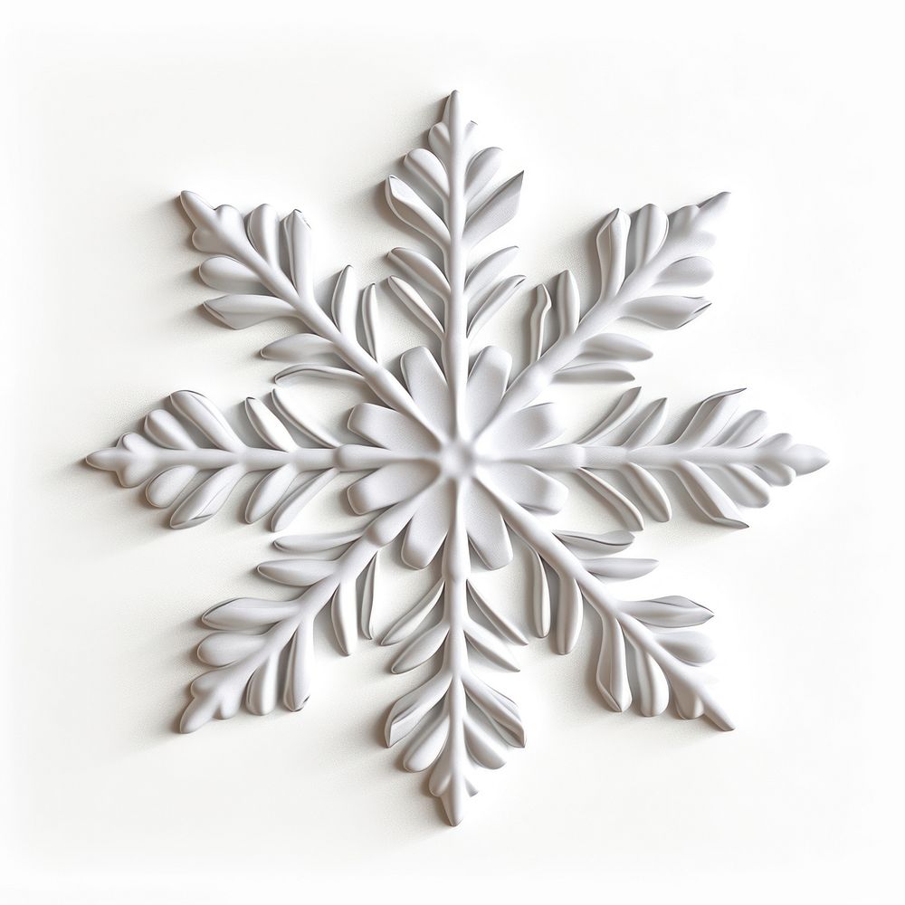 A snowflake white leaf white background.