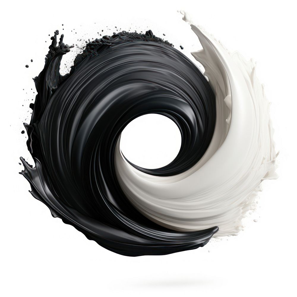 Yin-yang swirl white background splashing.