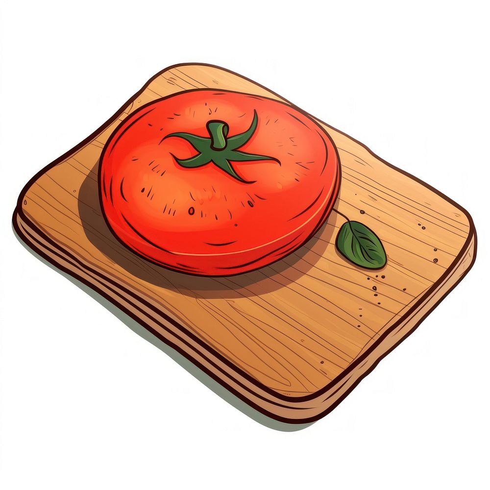 Tomato on cuttingboard vegetable cartoon food.