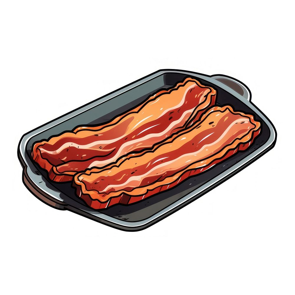 Bacon on pan meat food pork.