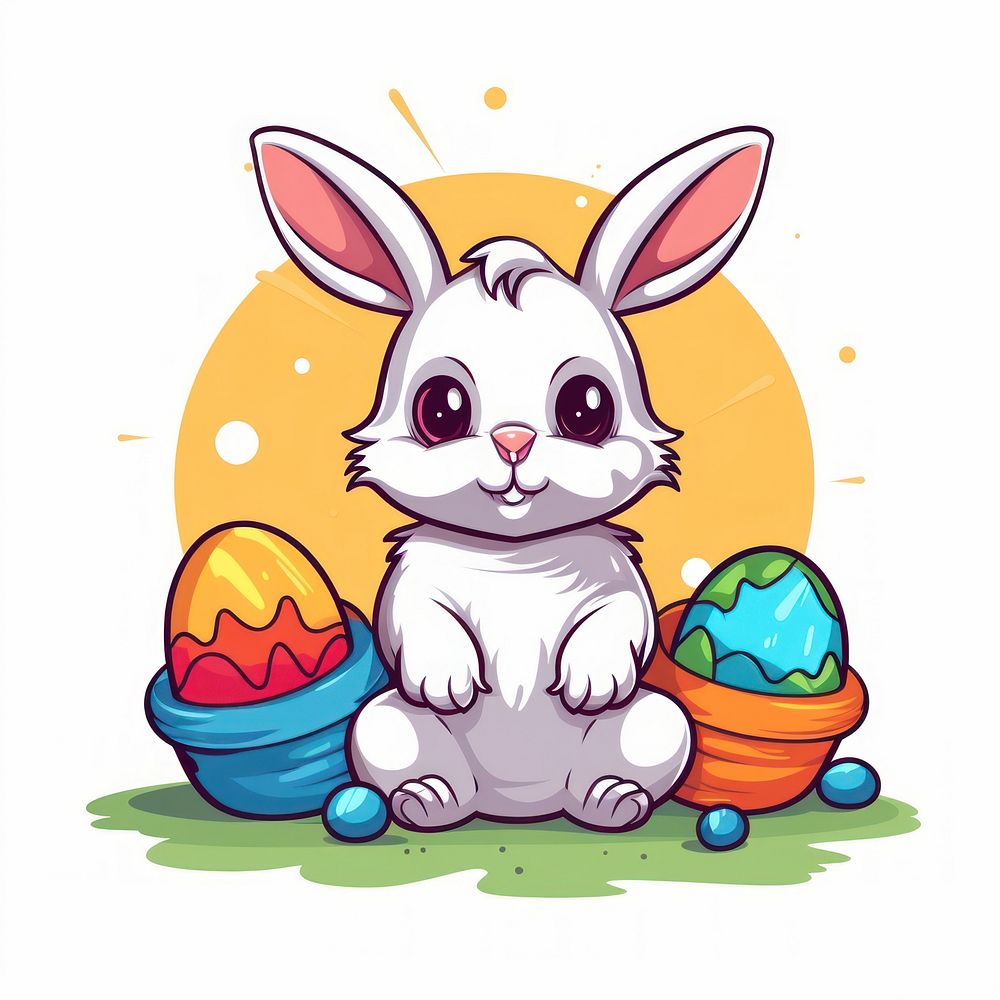 Bunny with easter eggs cartoon mammal animal.